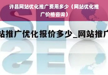 许昌网站优化推广费用多少（网站优化推广价格咨询）