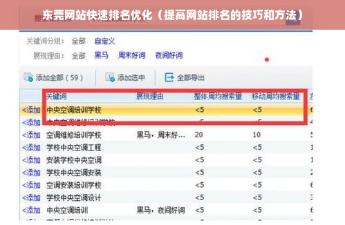 东莞网站快速排名优化（提高网站排名的技巧和方法）