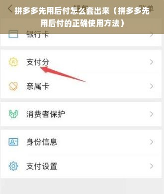 拼多多先用后付怎么套出来（拼多多先用后付的正确使用方法）