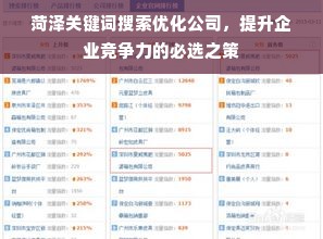 菏泽关键词搜索优化公司，提升企业竞争力的必选之策