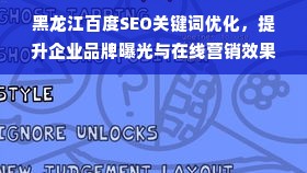 黑龙江百度SEO关键词优化，提升企业品牌曝光与在线营销效果的关键策略