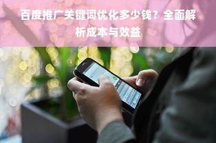 百度推广关键词优化多少钱？全面解析成本与效益