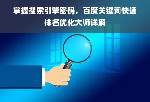 掌握搜索引擎密码，百度关键词快速排名优化大师详解