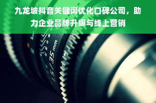 九龙坡抖音关键词优化口碑公司，助力企业品牌升级与线上营销