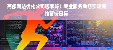 高邮网站优化公司哪家好？专业服务助您实现网络营销目标