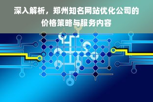 深入解析，郑州知名网站优化公司的价格策略与服务内容