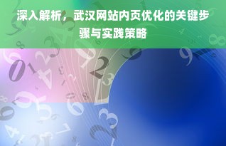 深入解析，武汉网站内页优化的关键步骤与实践策略