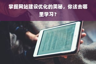 掌握网站建设优化的奥秘，你该去哪里学习？