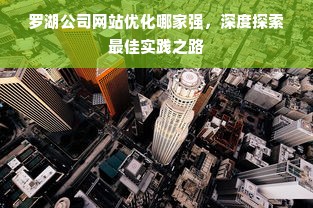 罗湖公司网站优化哪家强，深度探索最佳实践之路