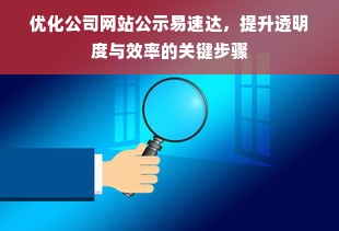 优化公司网站公示易速达，提升透明度与效率的关键步骤