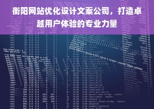 衡阳网站优化设计文案公司，打造卓越用户体验的专业力量