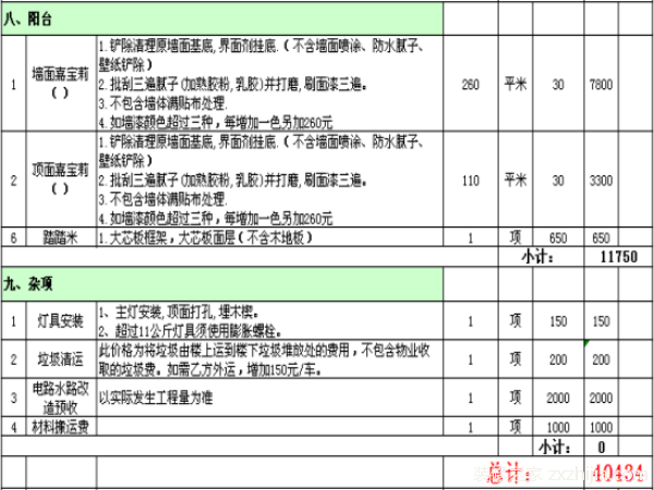 装修预算报价单 装修预算报价单明细表