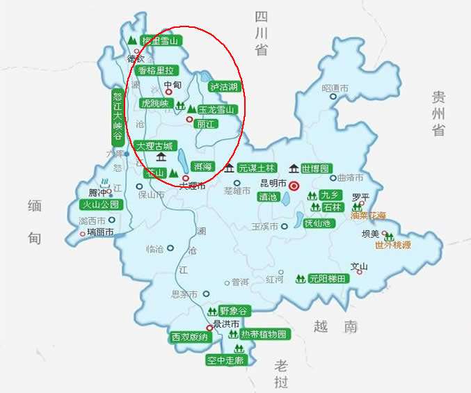 香格里拉景点地图 香格里拉景点地图全图