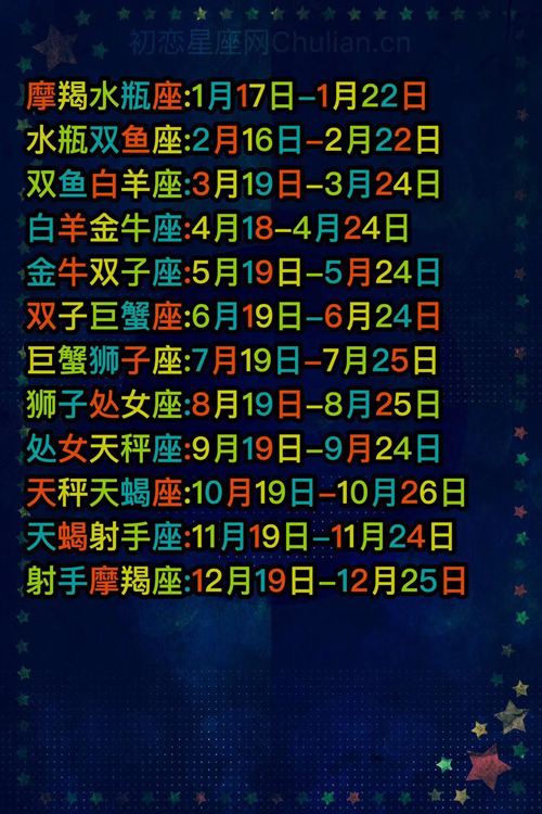 【星座月份对照】星座月份对照表万年历