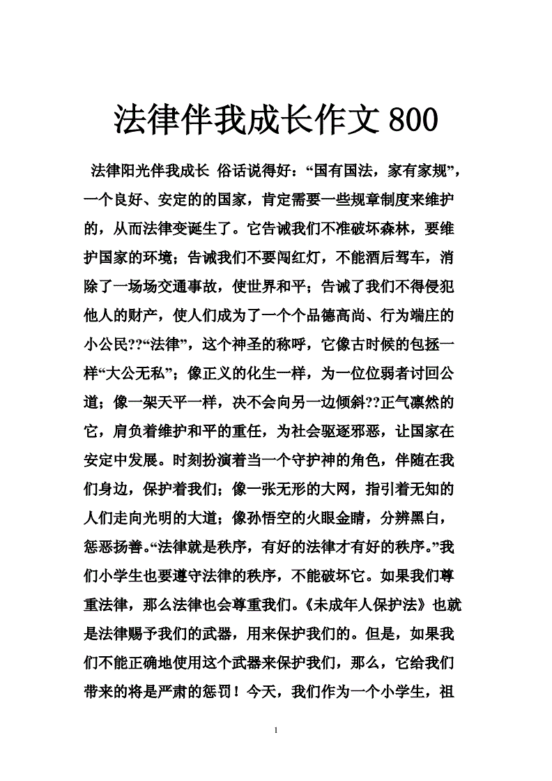 关于法律的作文 关于法律的作文600字