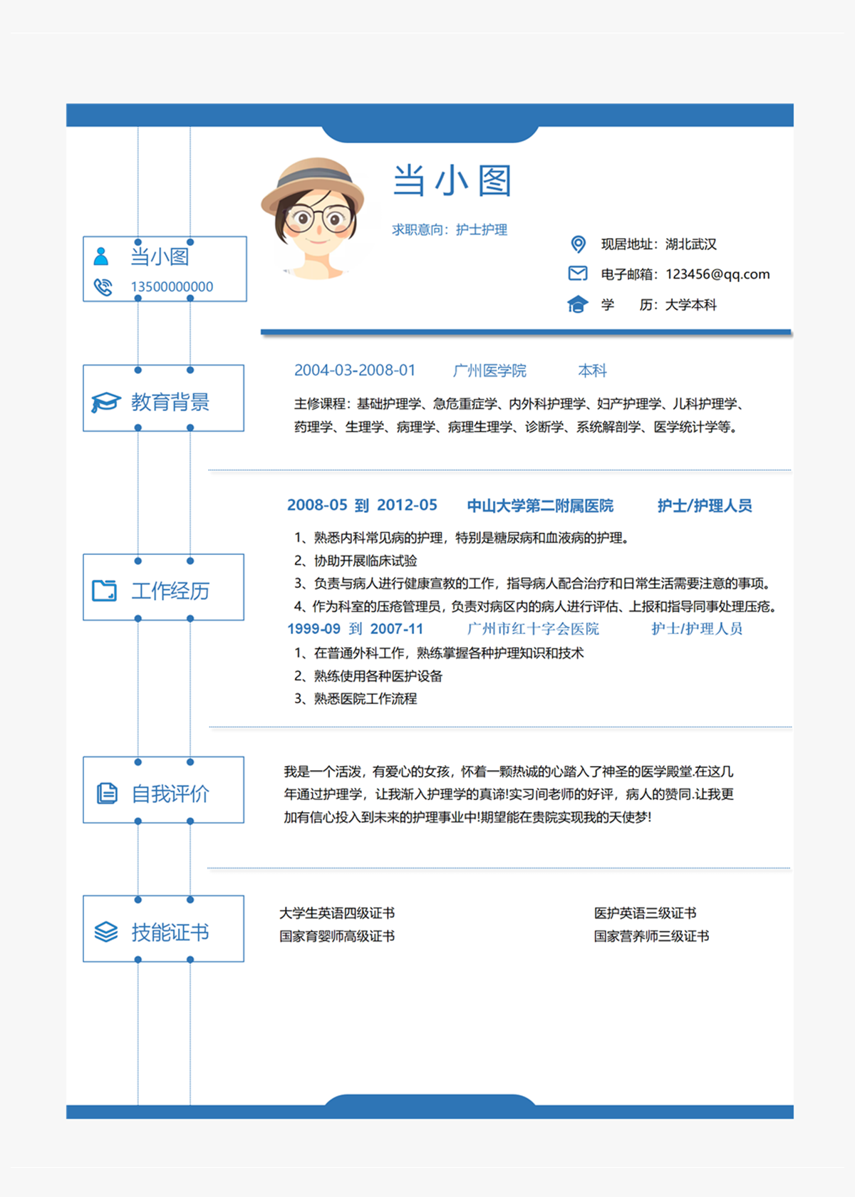 护理个人简历下载 护理个人简历下载模板