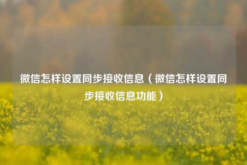 微信怎样设置同步接收信息（微信怎样设置同步接收信息功能）