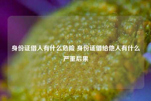 身份证借人有什么危险 身份证借给他人有什么严重后果