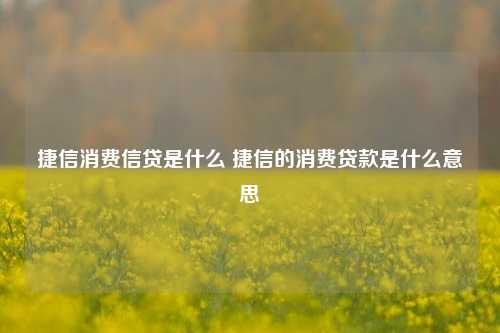 捷信消费信贷是什么 捷信的消费贷款是什么意思